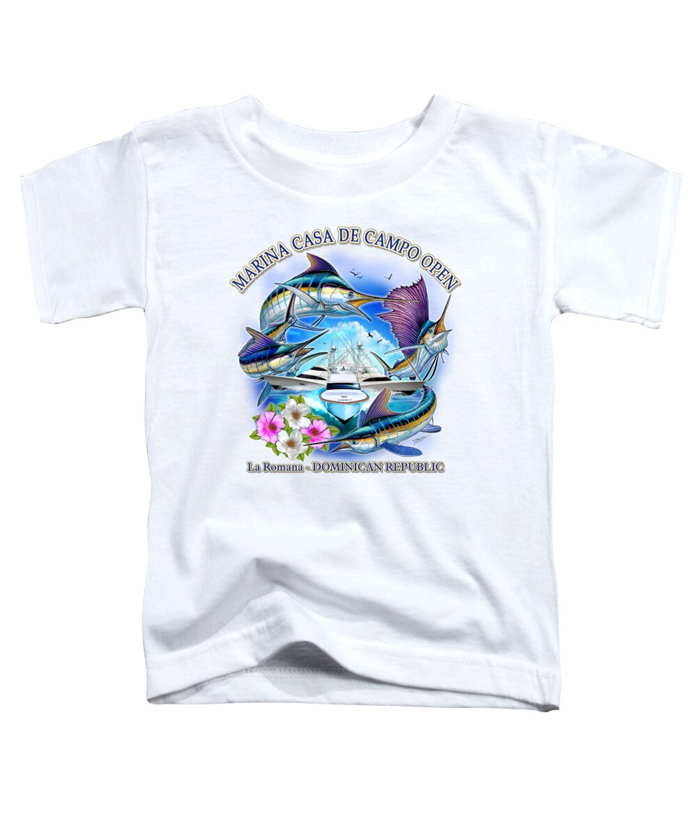 Blue Marlin Toddler T-Shirt featuring the digital art Marina Casa De Campo Open Art by Terry Fox