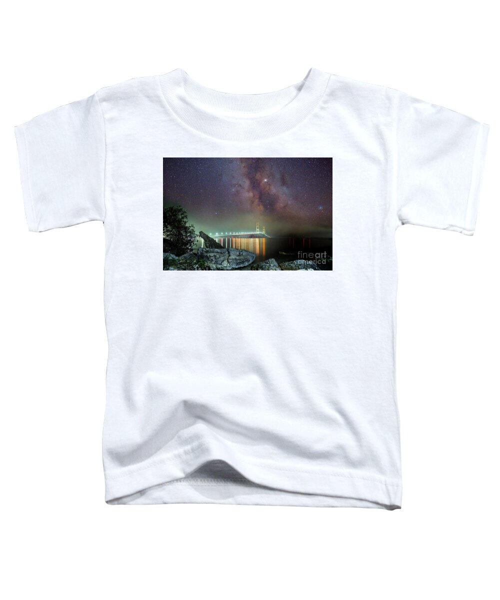 Milky Way Toddler T-Shirt featuring the digital art Milky Way Over The Bridge Mackinaw by Norris Seward
