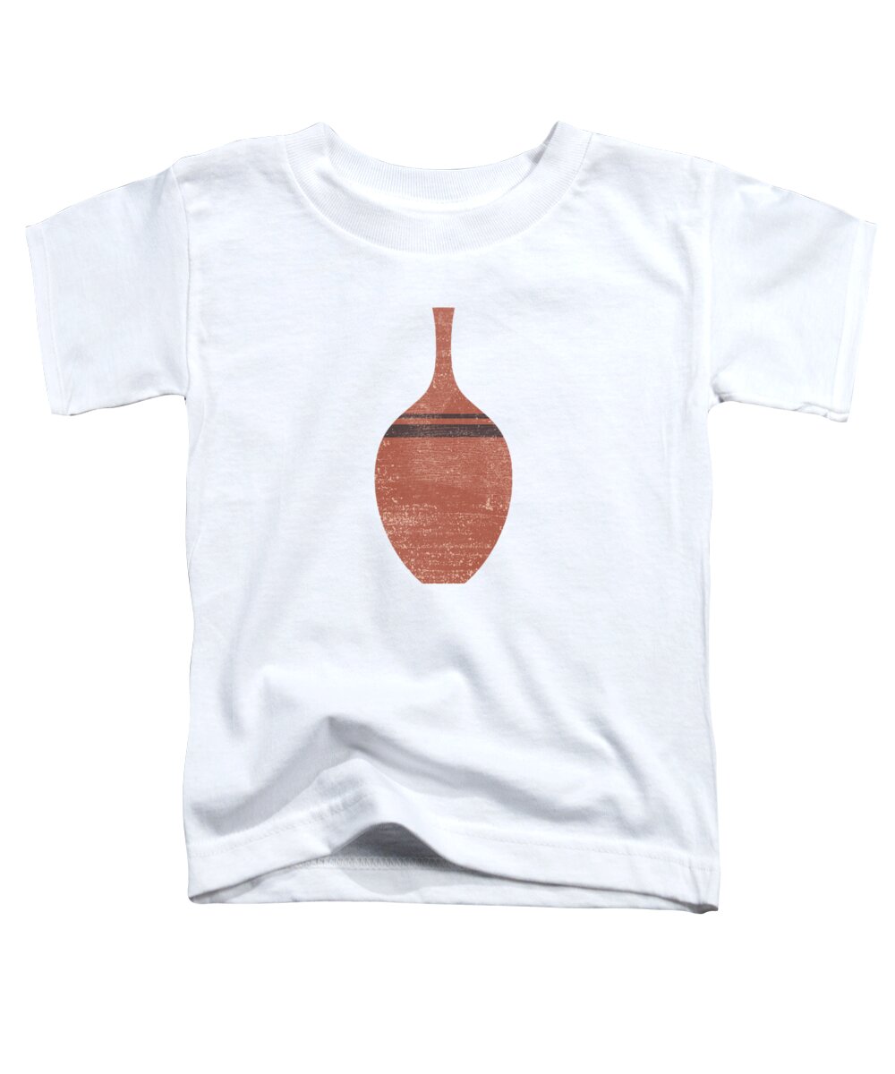 Abstract Toddler T-Shirt featuring the mixed media Minimal Abstract Greek Vase 6 - Alabastron - Terracotta Series - Modern, Contemporary Print - Brown by Studio Grafiikka