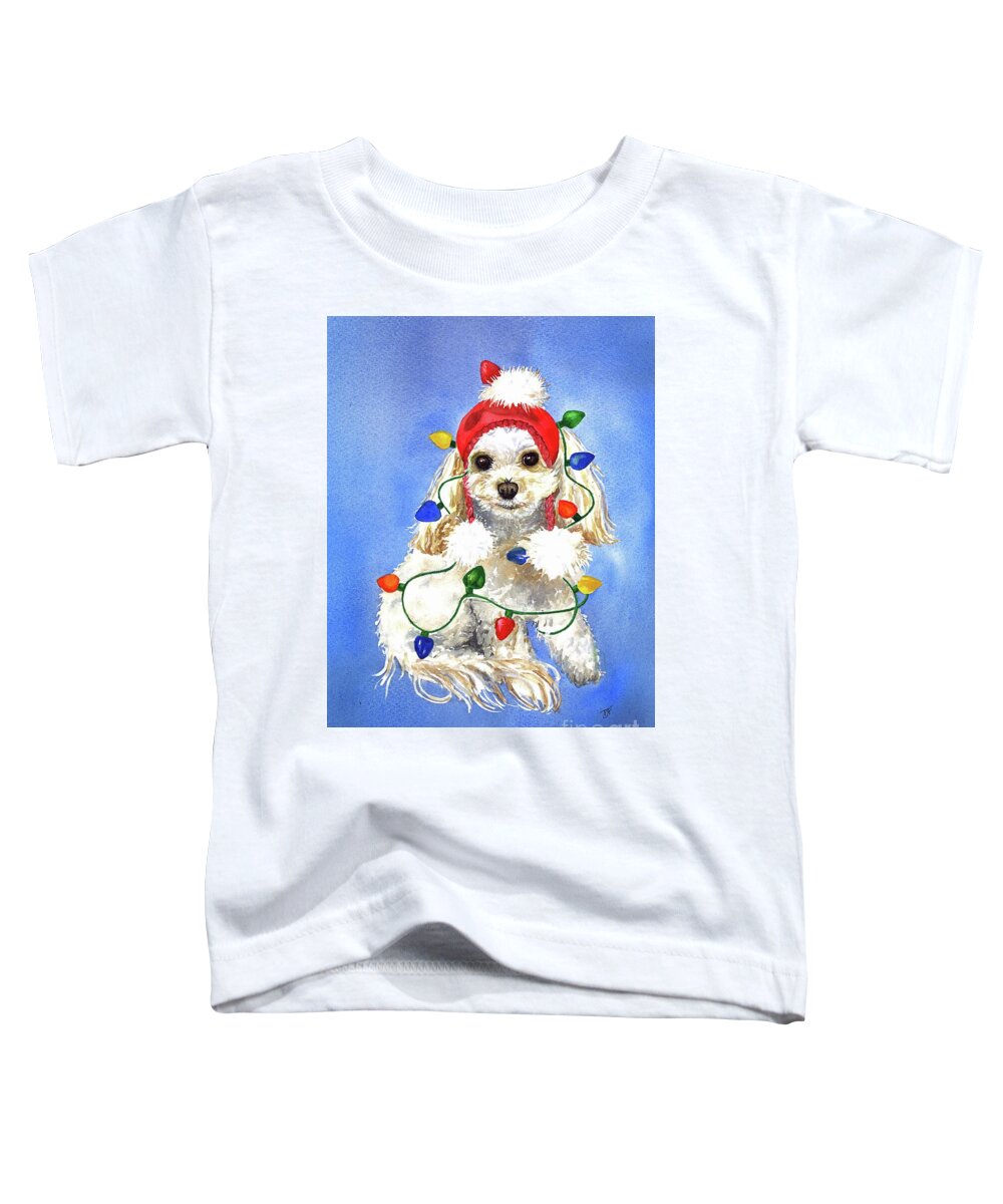 Christmas Card Toddler T-Shirt featuring the painting Mocha Merry and Bright by Diane Fujimoto