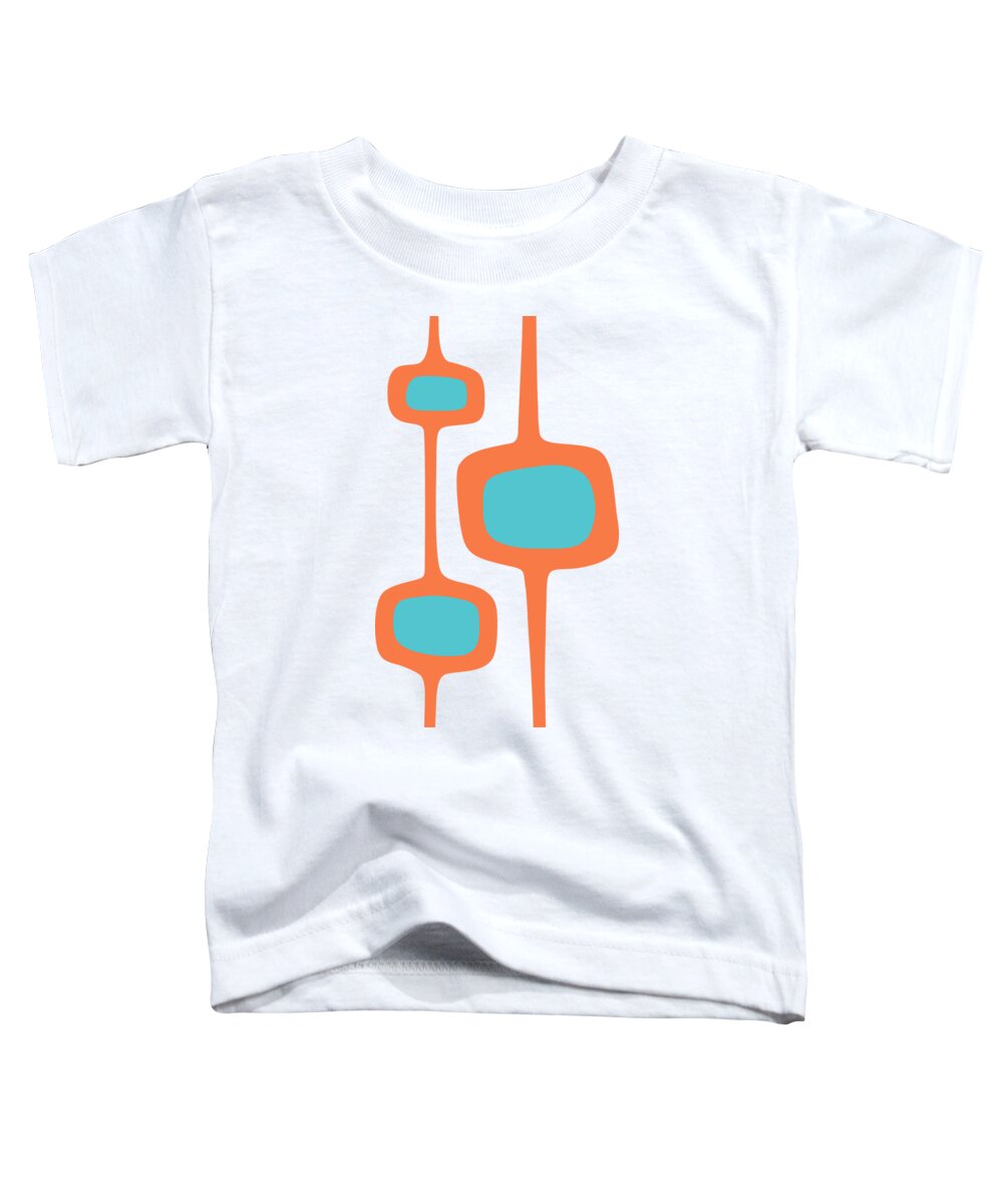  Toddler T-Shirt featuring the digital art Mod Pod Three in Turquoise and Orange by Donna Mibus