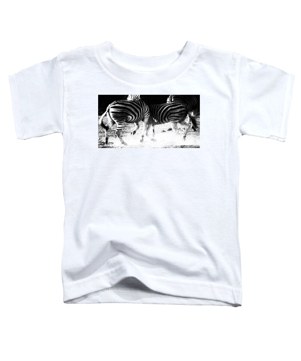 Zebra Toddler T-Shirt featuring the photograph Monochrome Motion by Mark Hunter