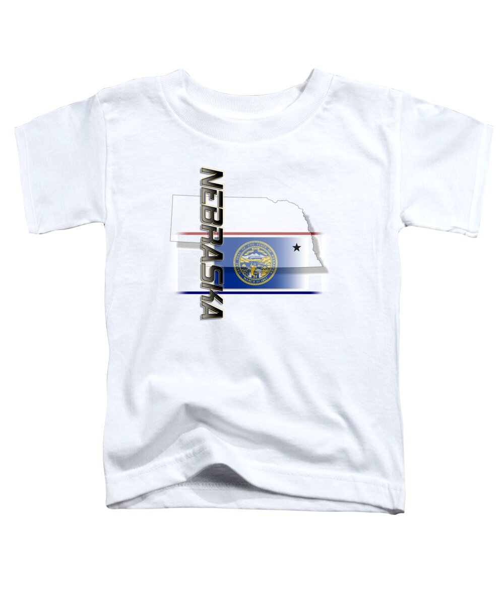 Nebraska Toddler T-Shirt featuring the digital art Nebraska State Vertical Print by Rick Bartrand