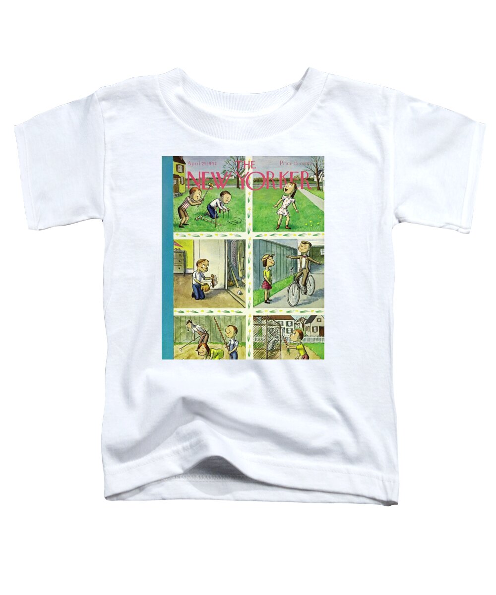 Multi Paneled Toddler T-Shirt featuring the painting New Yorker April 25 1942 by William Steig
