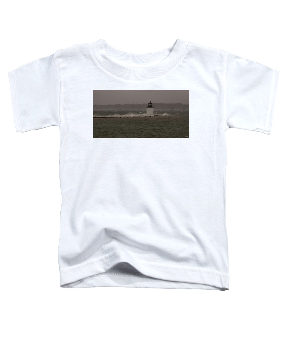 Salem Ma Toddler T-Shirt featuring the photograph October Storm at Derby Wharf Lighthouse by Jeff Folger