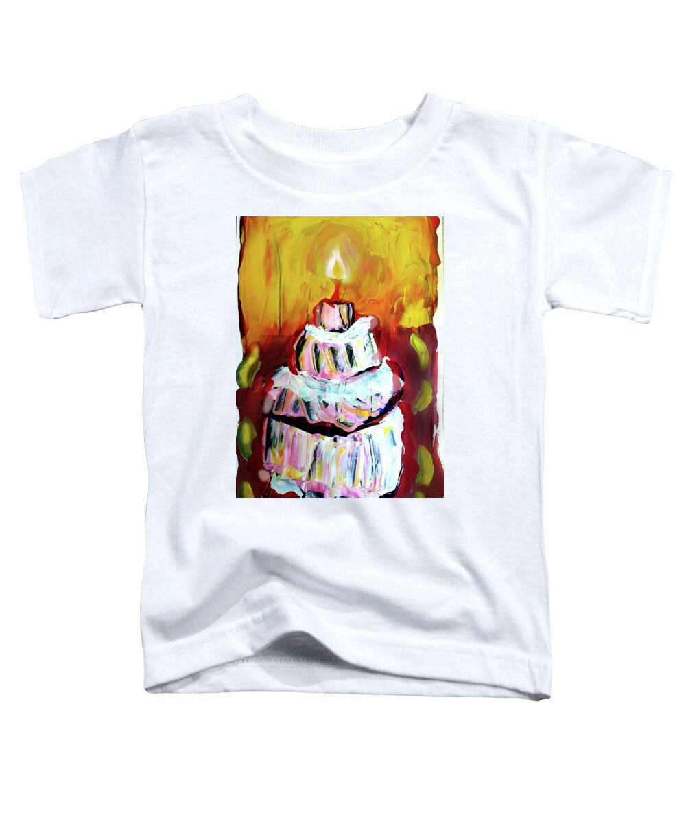 Cake Toddler T-Shirt featuring the painting One candle by Tilly Strauss