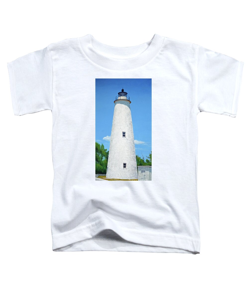 Ocracoke Island Toddler T-Shirt featuring the painting Ocracoke Island Lighthouse #2 by Jimmie Bartlett