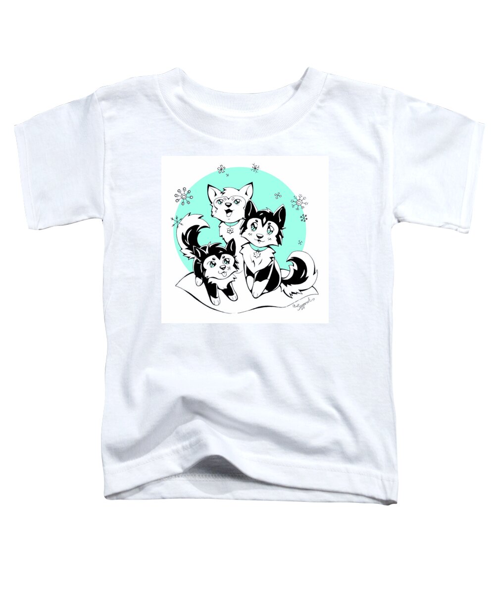 Art Toddler T-Shirt featuring the drawing Our First Snow Part I by Sipporah Art and Illustration