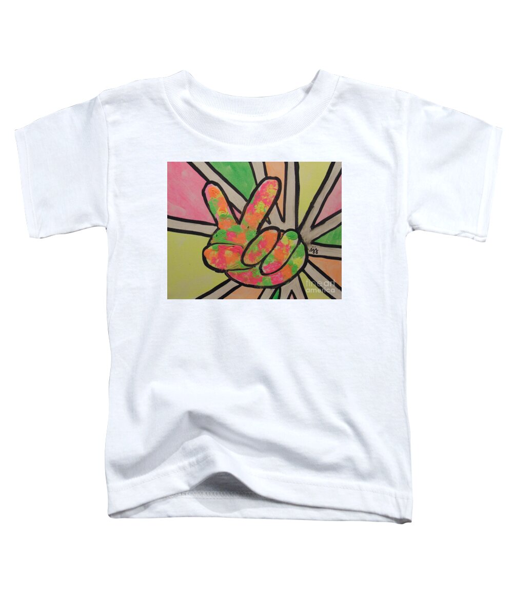 1960s Toddler T-Shirt featuring the painting Peace Sign by Saundra Johnson
