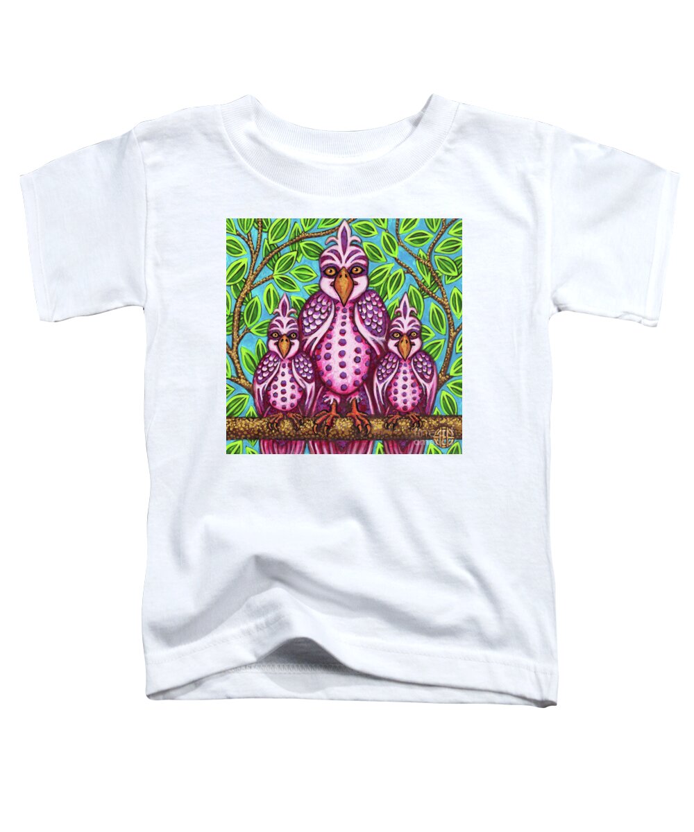 Animal Portrait Toddler T-Shirt featuring the painting Pink Bird Trio by Amy E Fraser