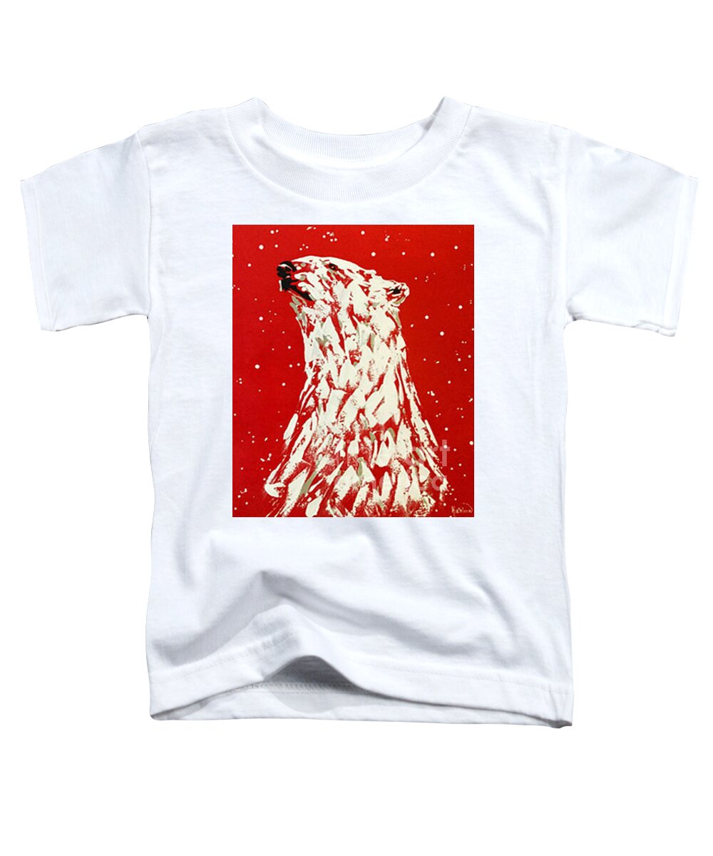 Bear Toddler T-Shirt featuring the painting Polar Bear Coca Cola by Kathleen Artist PRO