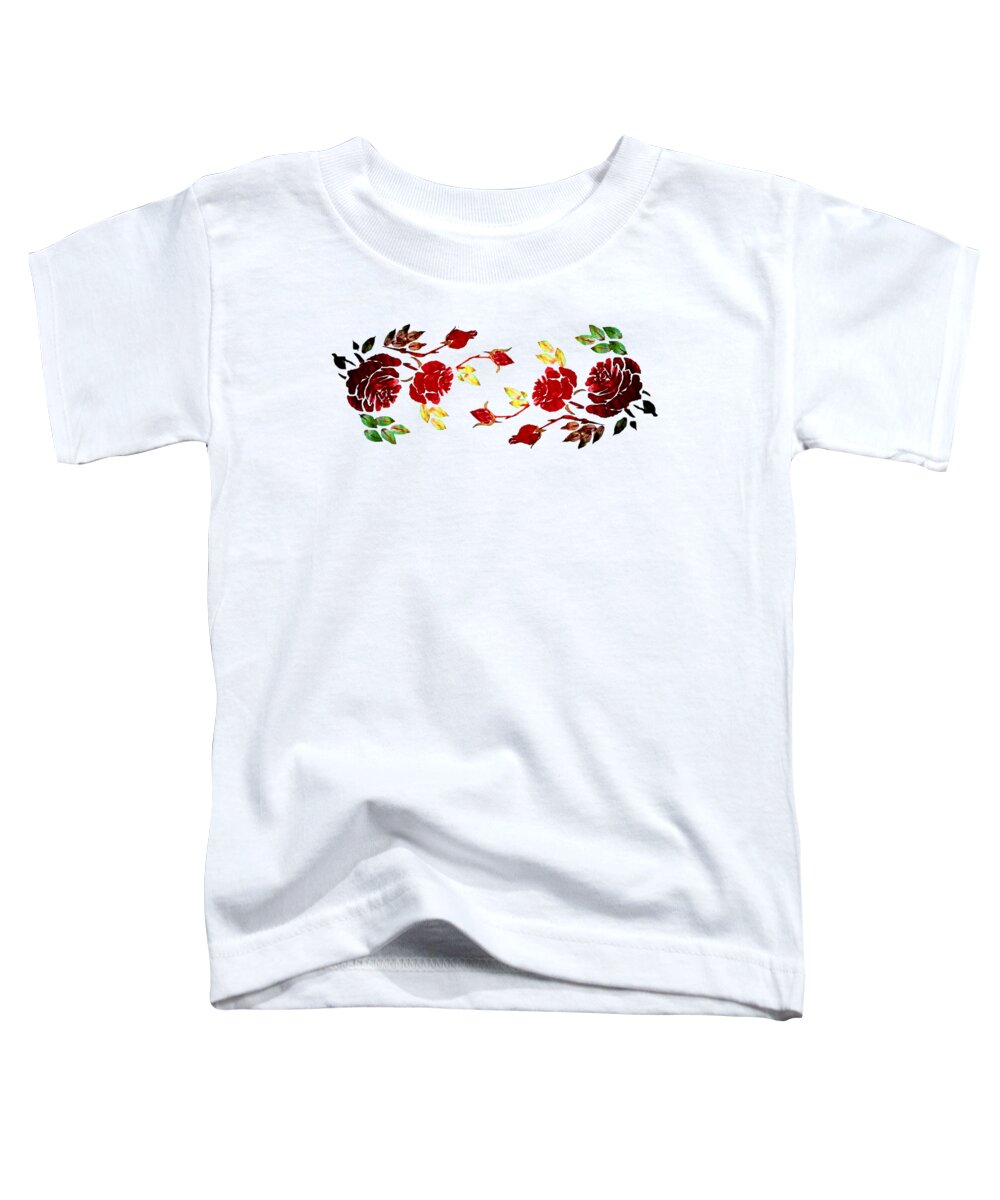 Pretty Toddler T-Shirt featuring the painting Pretty Red Rose Watercolor Transparent Background YOU CHOOSE THE COLOR for Cups by Delynn Addams
