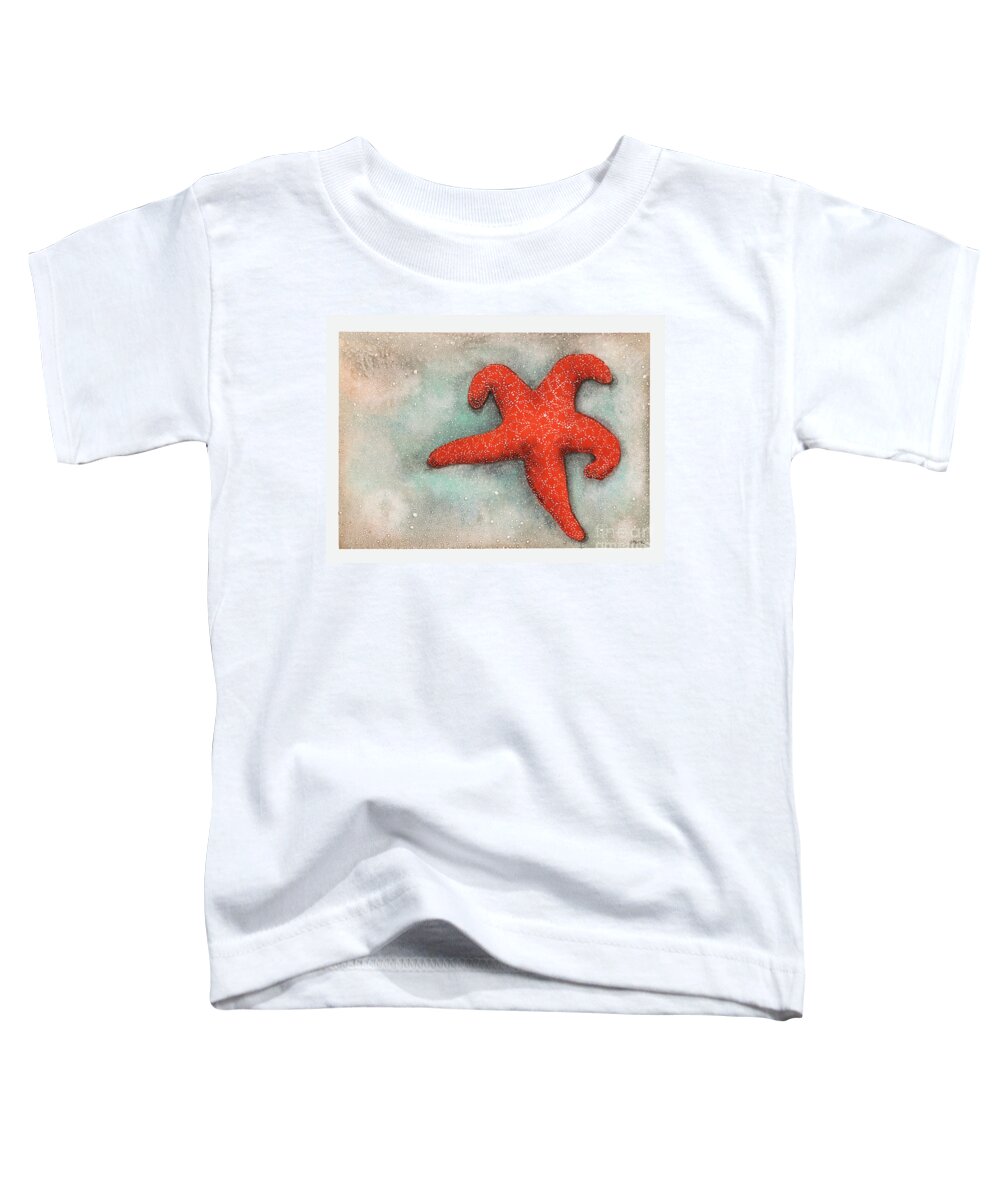 Asteroidea Toddler T-Shirt featuring the painting Red Sea Star by Hilda Wagner