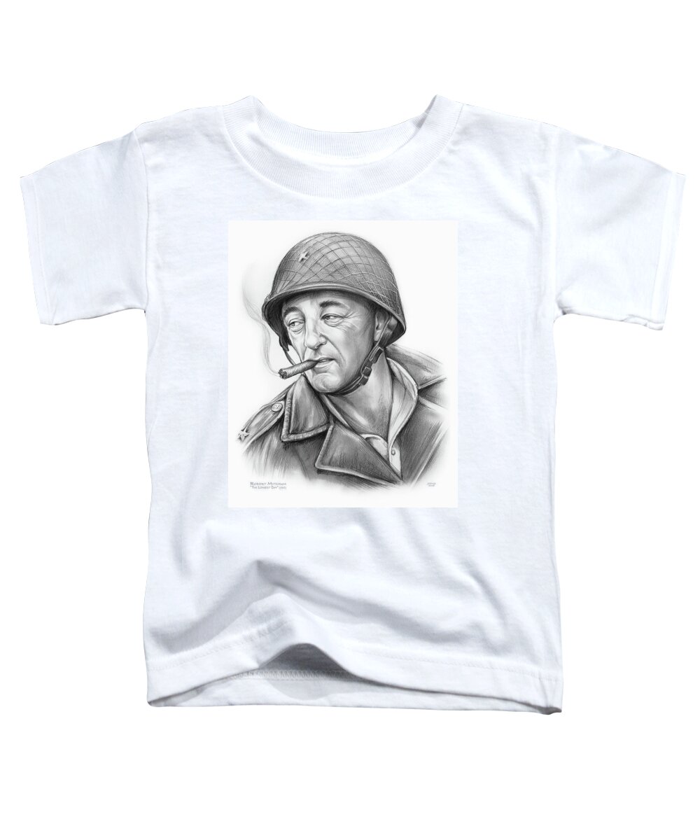 Robert Mitchum Toddler T-Shirt featuring the drawing Robert Mitchum 2 by Greg Joens