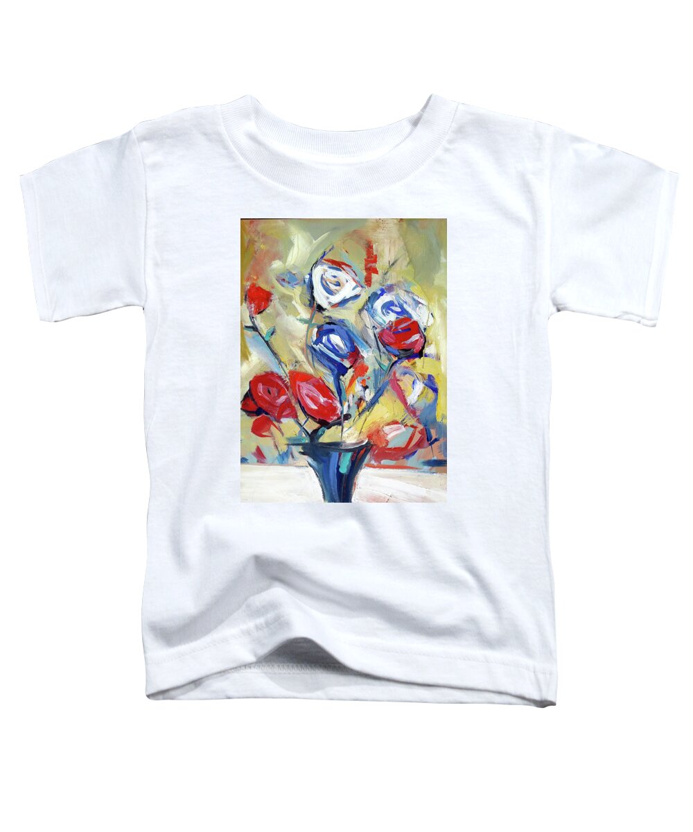  Toddler T-Shirt featuring the painting Roses and Bluez by John Gholson