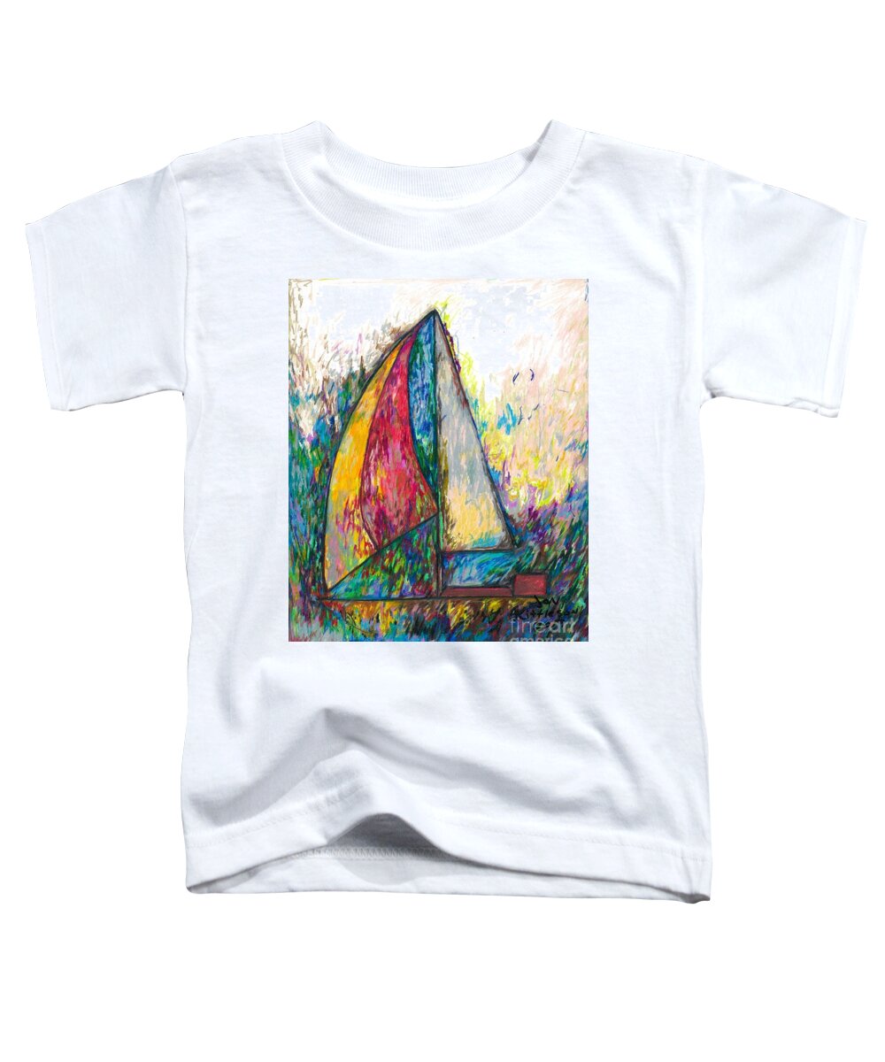 Water Toddler T-Shirt featuring the drawing Rough Sailing by Jon Kittleson