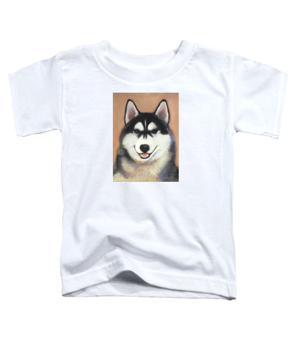 Siberian Husky Toddler T-Shirt featuring the pastel Siberian Husky by Linda Ruiz-Lozito
