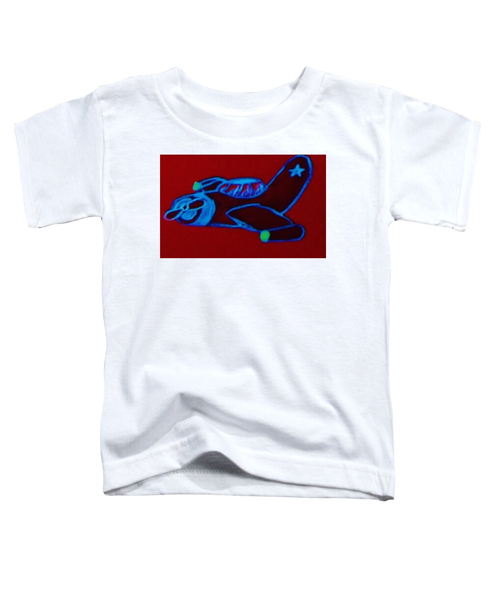 Pastels Toddler T-Shirt featuring the drawing Simply a Plane by Christy Saunders Church