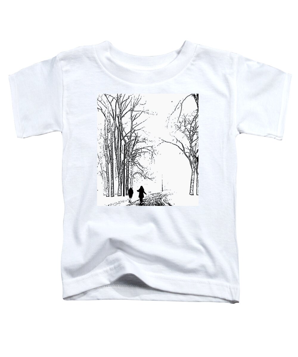 Snow Toddler T-Shirt featuring the photograph Snowy Stroll by Geoff Jewett
