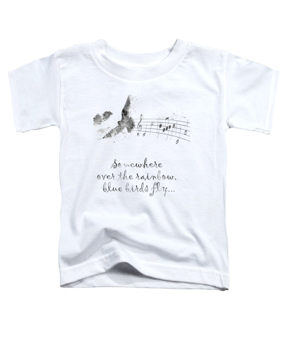 Rainbow Toddler T-Shirt featuring the digital art Somewhere Over the Rainbow in Black and White by Nikki Marie Smith
