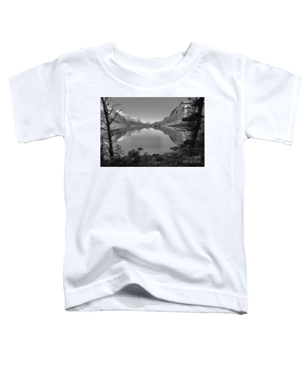 St Mary Toddler T-Shirt featuring the photograph St. Mary Sunrise Through The Trees Black And White by Adam Jewell