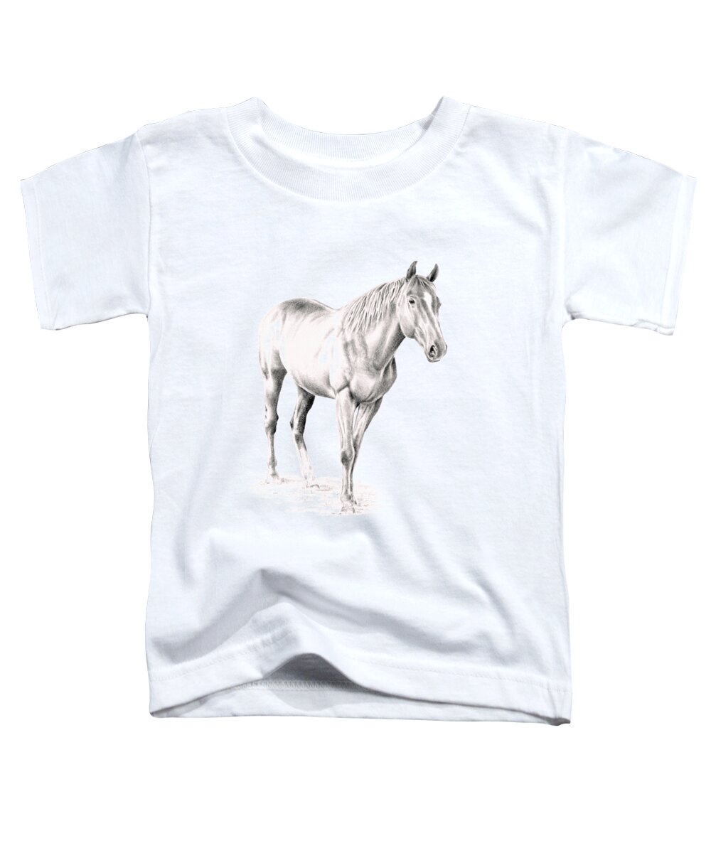 Horse Toddler T-Shirt featuring the drawing Standing Racehorse by Elizabeth Lock