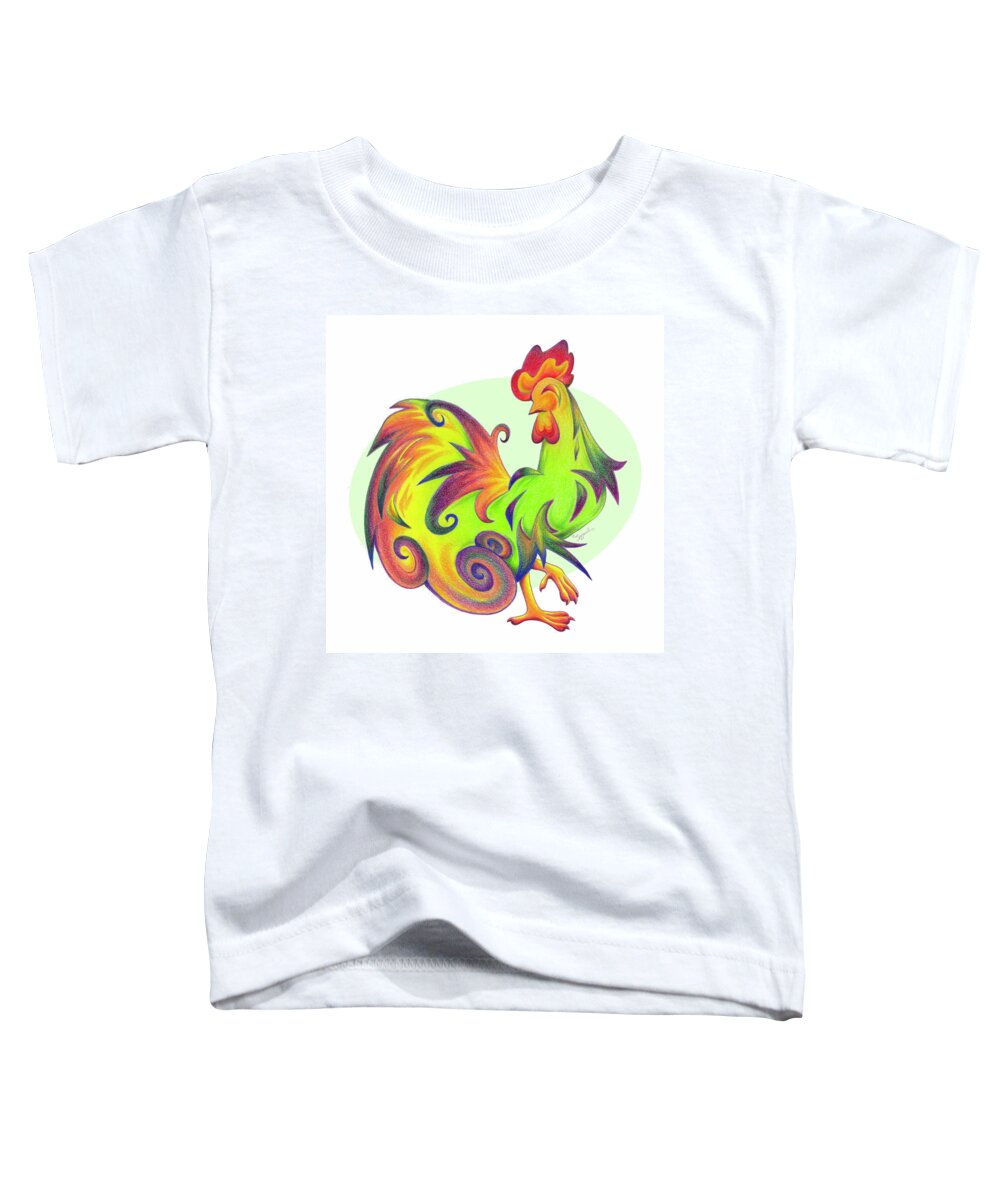 Rooster Toddler T-Shirt featuring the drawing Stylized Rooster I by Sipporah Art and Illustration