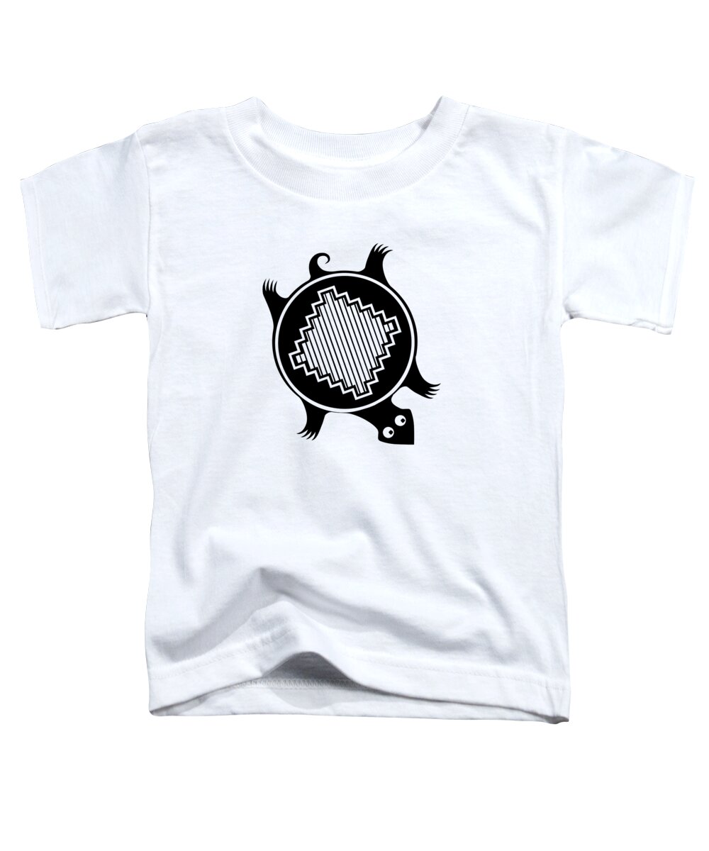 Stylized Turtle Black And White Silhouette 3 Toddler T-Shirt featuring the digital art Stylized Turtle Black and White Silhouette 3 by Rose Santuci-Sofranko