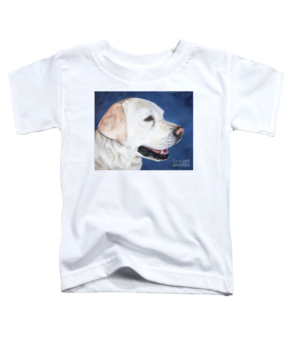 Dog Toddler T-Shirt featuring the painting Taz - White Lab Portrait by Annie Troe