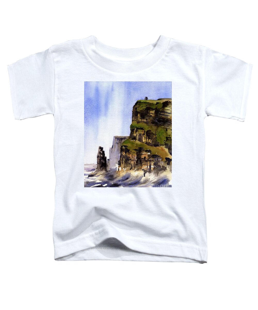 Moher Toddler T-Shirt featuring the painting The Cliffs of Moher, Co. Clare by Val Byrne