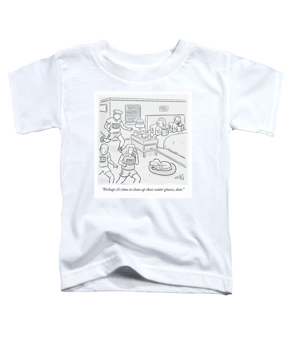 Perhaps It's Time To Clean Up Those Water Glasses Toddler T-Shirt featuring the drawing Those Water Glasses by Ellis Rosen