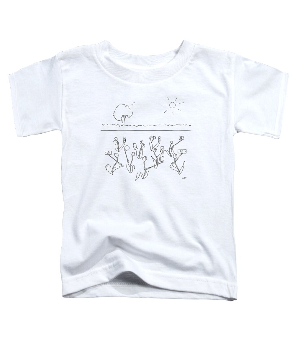 Captionless Toddler T-Shirt featuring the drawing Tulip Selfies by Adam Douglas Thompson