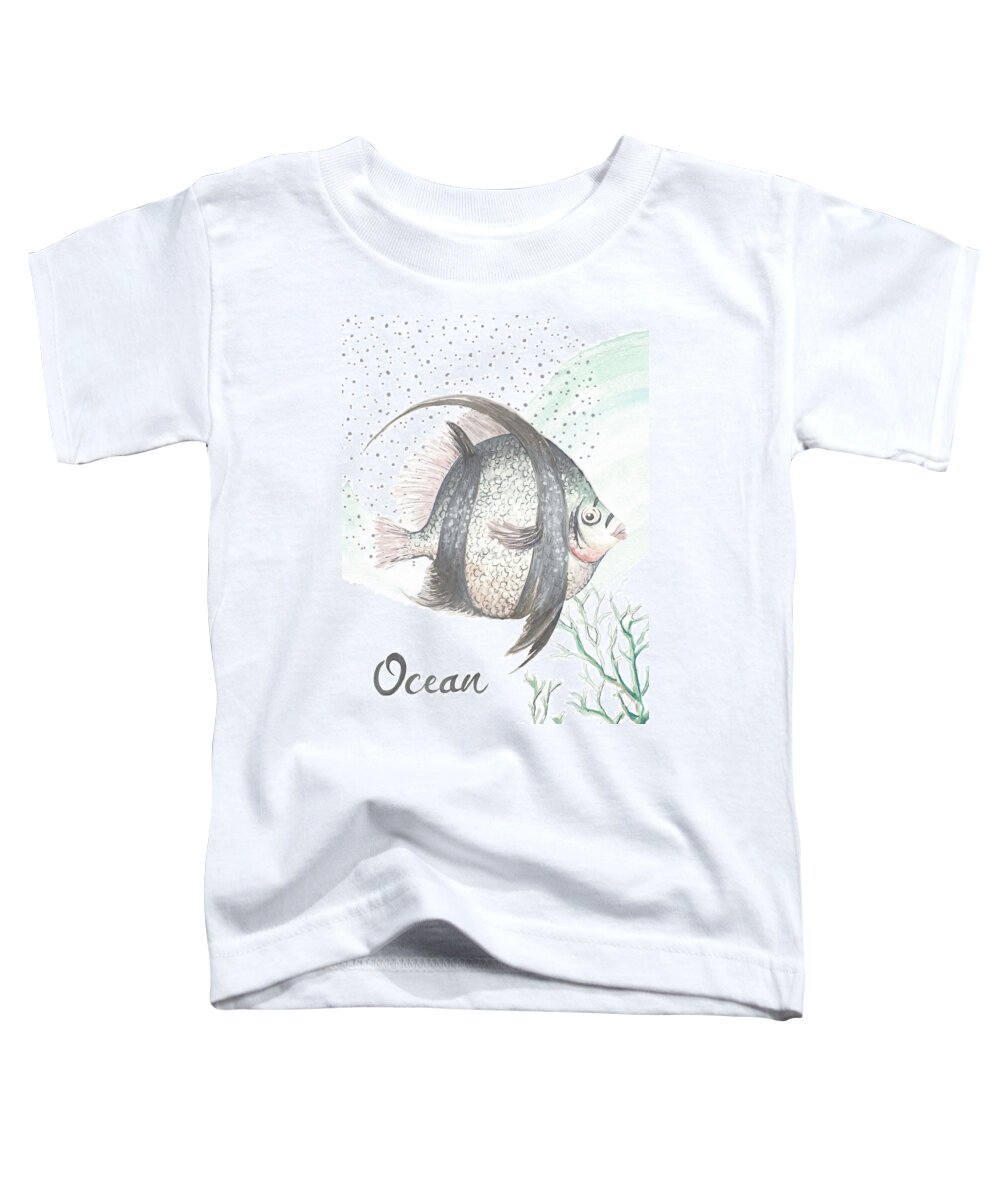 Ocean Toddler T-Shirt featuring the painting Turquoise Ocean Fish by Patricia Pinto