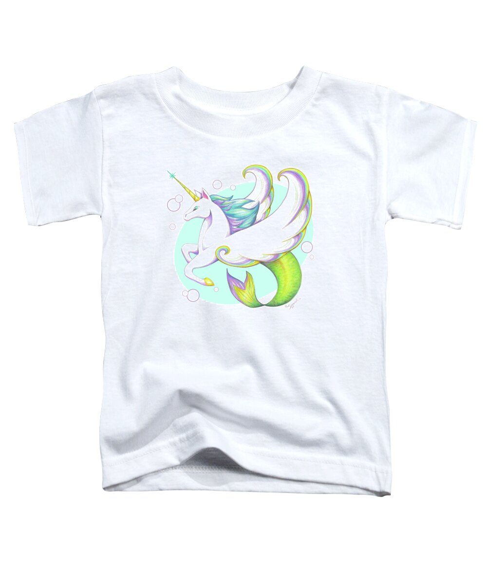 Unicorn Toddler T-Shirt featuring the drawing Unicorn of the Sea by Sipporah Art and Illustration