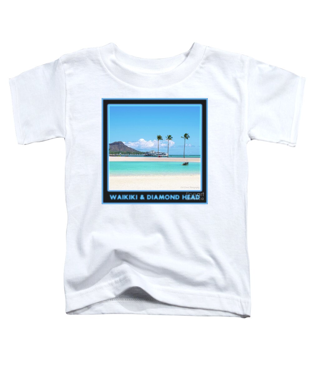 Waikiki Toddler T-Shirt featuring the photograph Waikiki and Diamond Head Gallery Button by Aloha Art