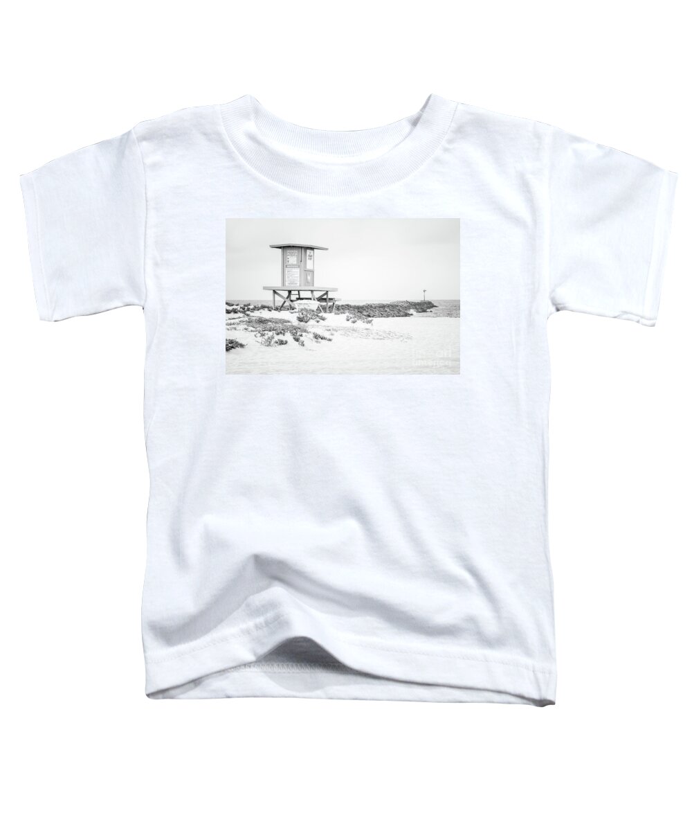 America Toddler T-Shirt featuring the photograph Wedge Lifeguard Tower W Newport Beach Black and White Photo by Paul Velgos