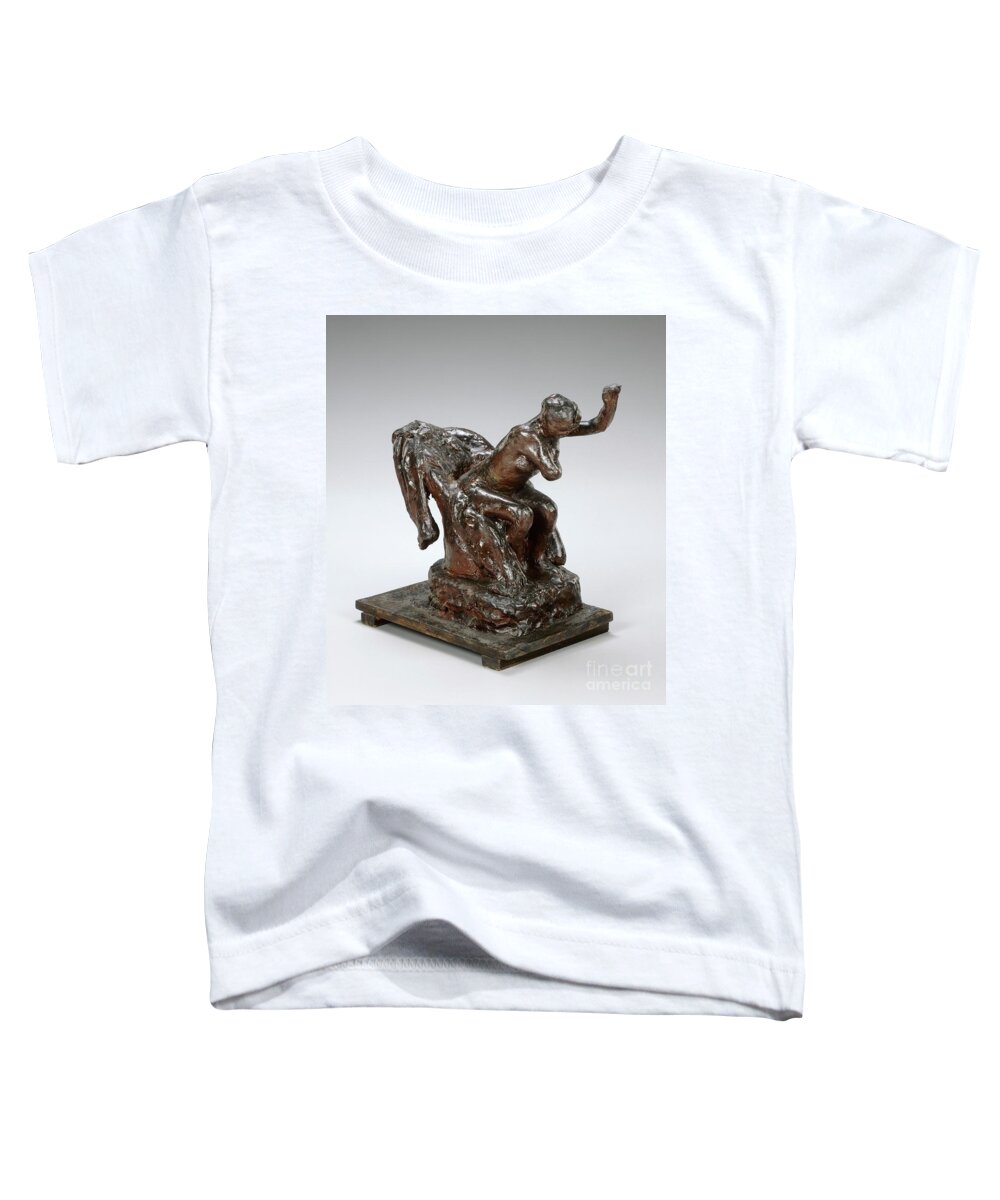 Edgar Degas Toddler T-Shirt featuring the photograph Woman Seated In An Armchair, Wiping Her Left Armpit, C.1890s (brown Wax And Plastiline) by Edgar Degas