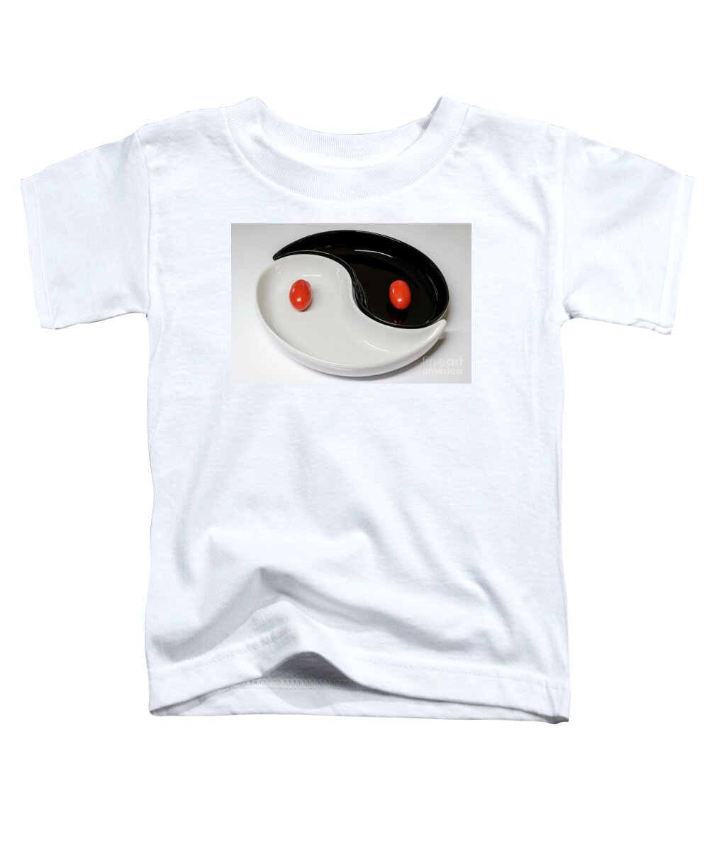 Yin Toddler T-Shirt featuring the photograph Yin and Yang in Black, White and Red by Wendy Wilton