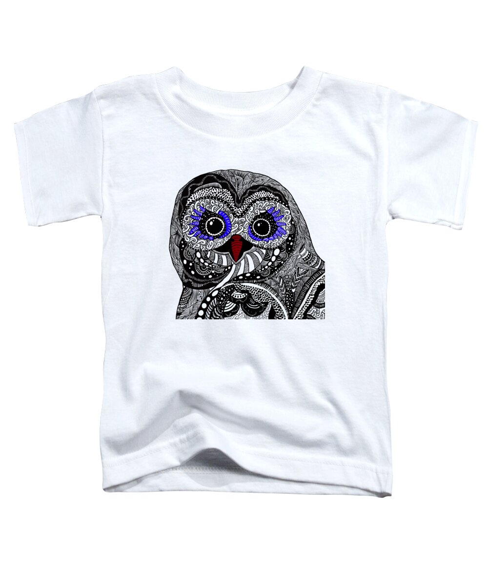 Zen Toddler T-Shirt featuring the drawing Zen Owl by Patricia Piotrak