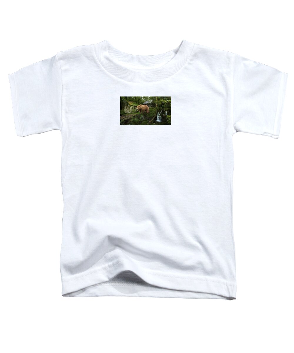Bear Toddler T-Shirt featuring the mixed media Bear In The Woods #1 by Marvin Blaine
