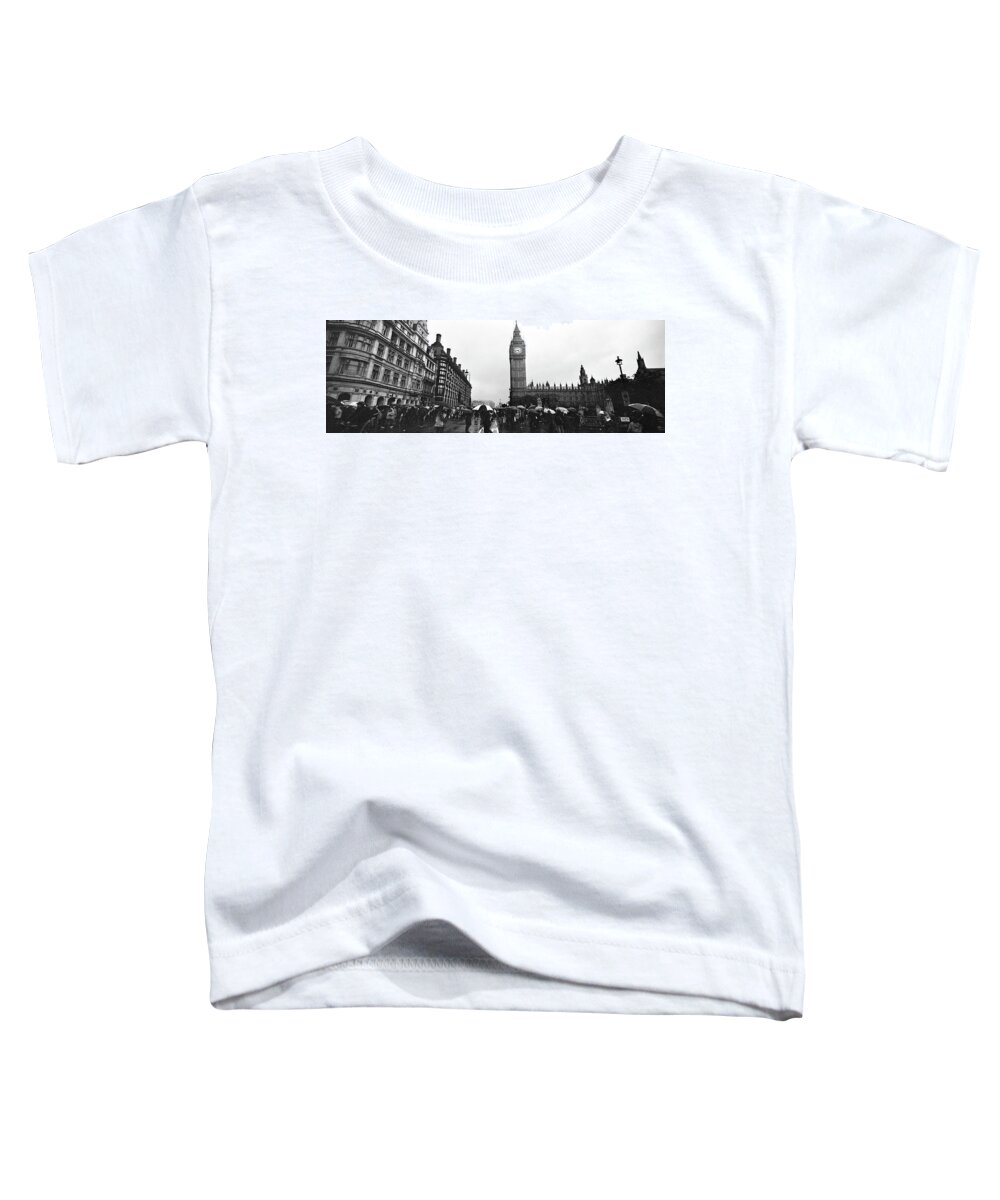 Panorama Toddler T-Shirt featuring the photograph Big ben and the Houses of Parliament black and white #1 by Sonny Ryse