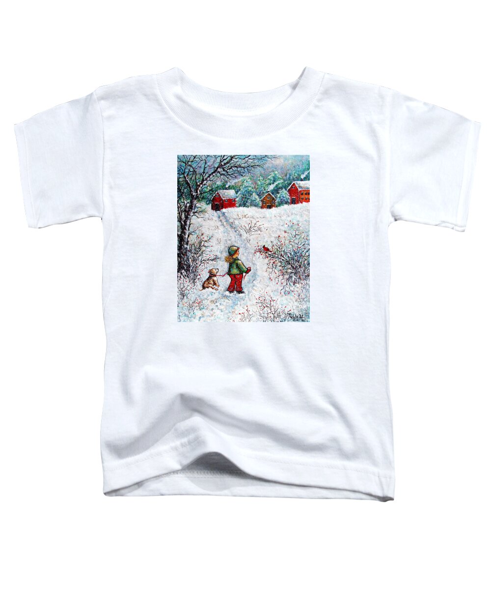 Winter Toddler T-Shirt featuring the painting Pleasant Meeting by Natalie Holland