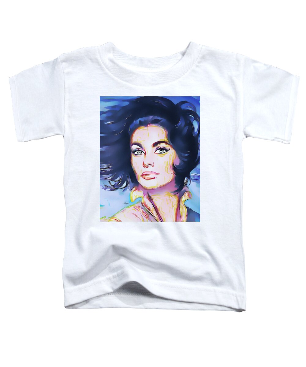 Watercolor Toddler T-Shirt featuring the painting Sophia Loren portrait #1 by Nenad Vasic