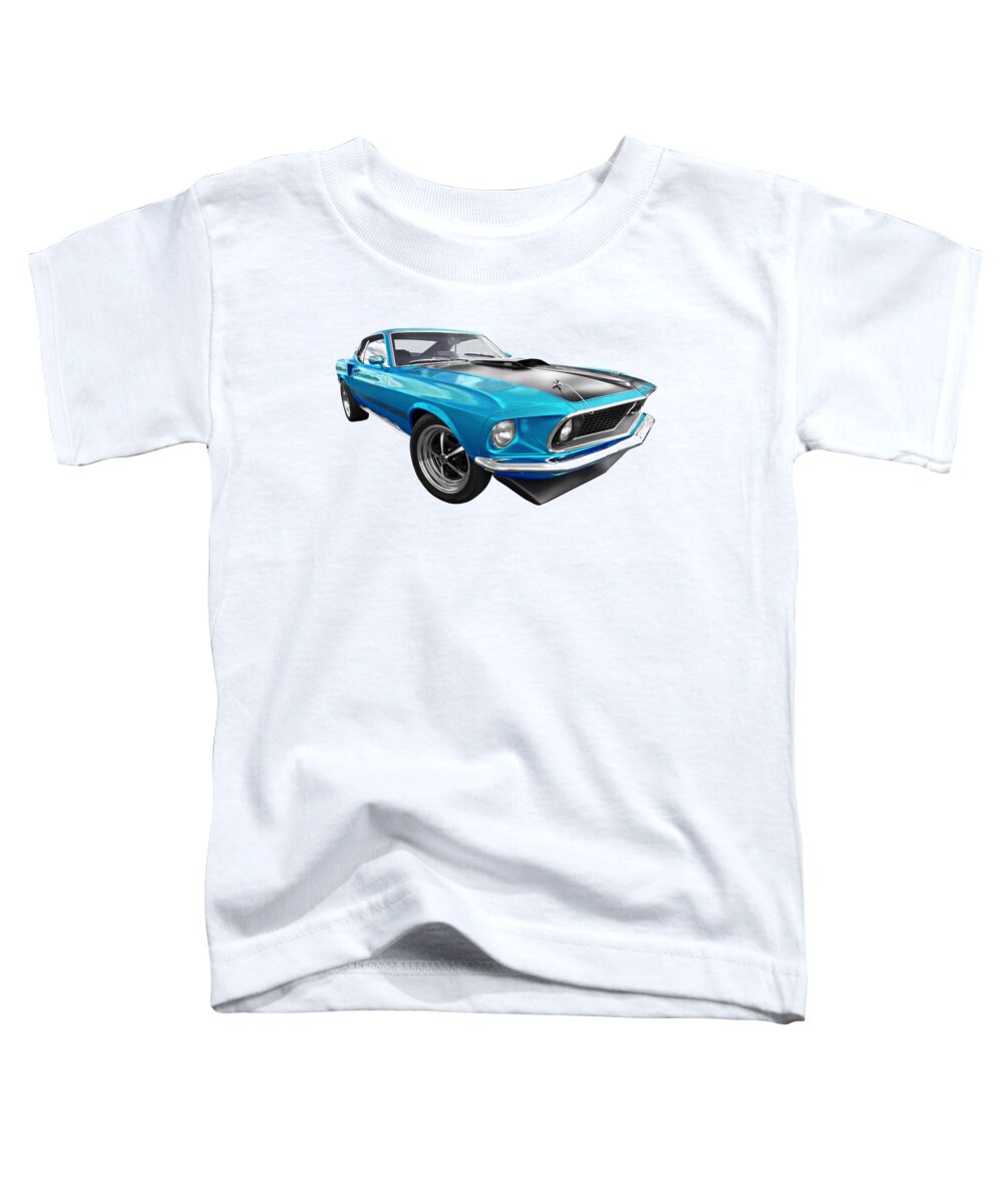 Ford Mustang Toddler T-Shirt featuring the photograph 1969 Mach 1 Mustang Blue by Gill Billington