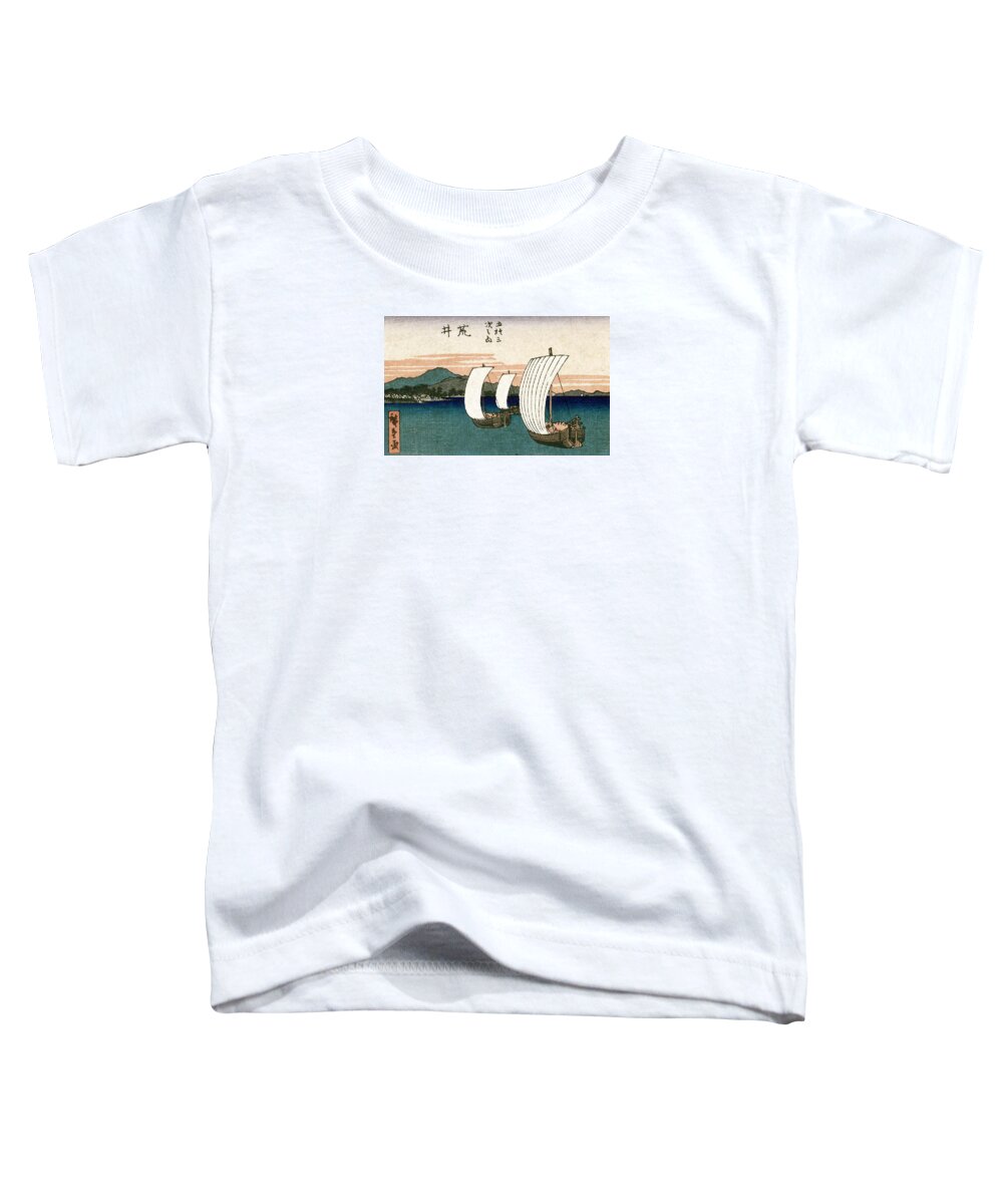 Japan Toddler T-Shirt featuring the painting 19th C. Japanese Ships on Lake Hamana by Historic Image