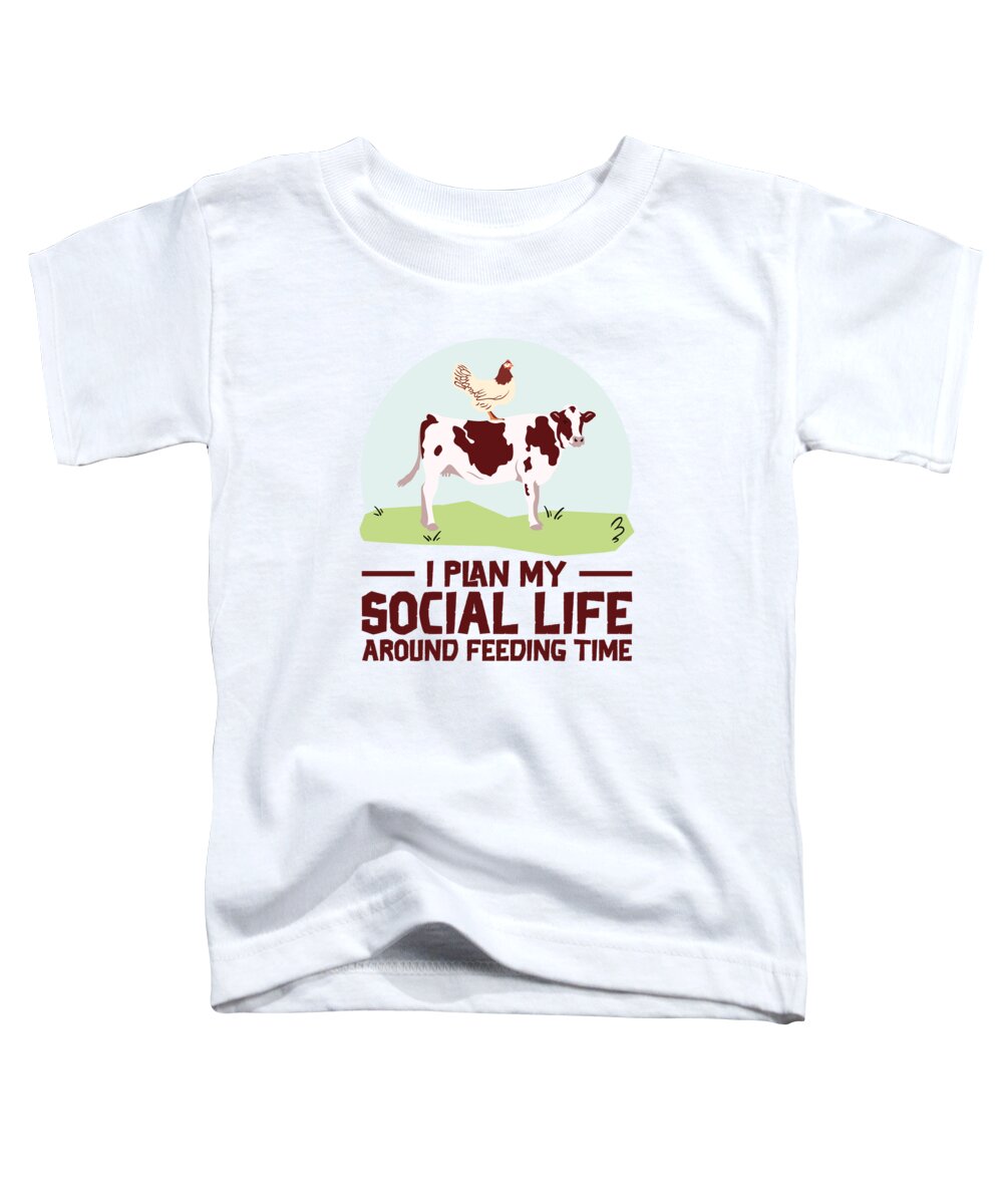 Cow Toddler T-Shirt featuring the digital art Cow Farming Chicken Rancher Agriculture #2 by Toms Tee Store