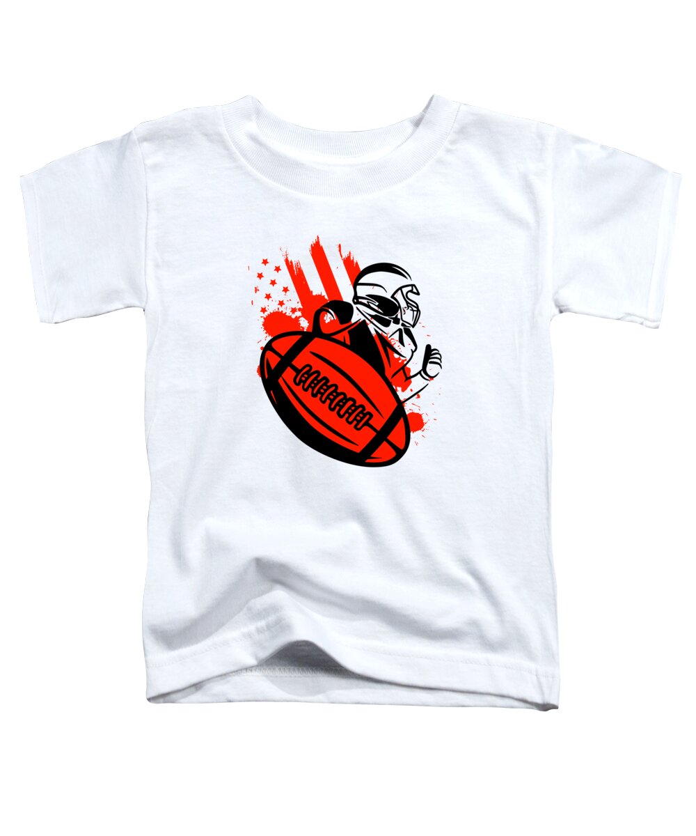 Football Toddler T-Shirt featuring the digital art American Football Flag Patriotic Sports Football Player #3 by Toms Tee Store