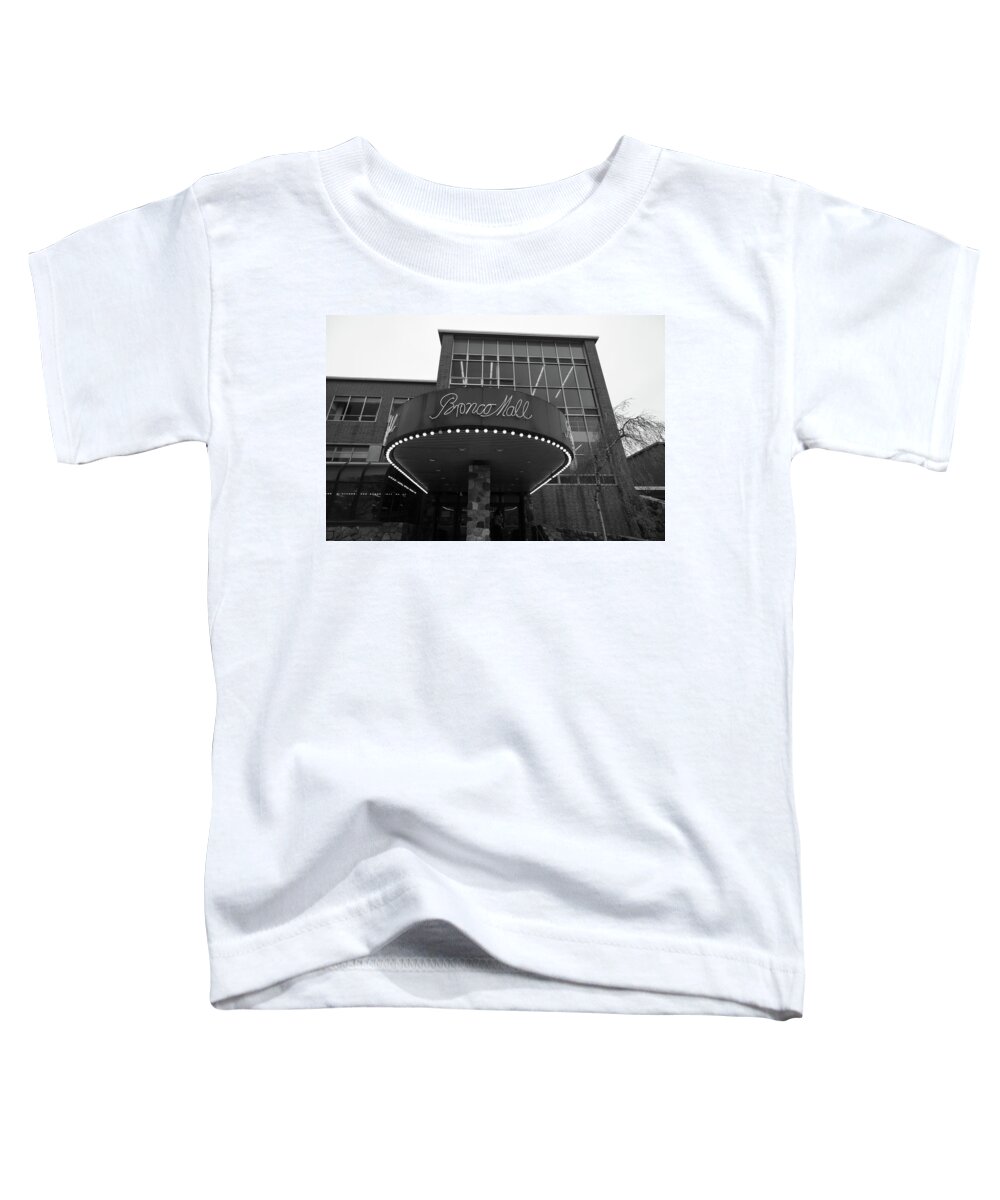 Western Michigan University Toddler T-Shirt featuring the photograph Broncos Mall at Western Michigan University in black and white #3 by Eldon McGraw