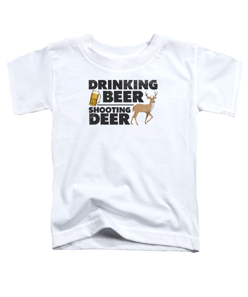 Deerhunter Toddler T-Shirt featuring the digital art Deer Hunter Shooting Beer Lover Drinking #3 by Toms Tee Store