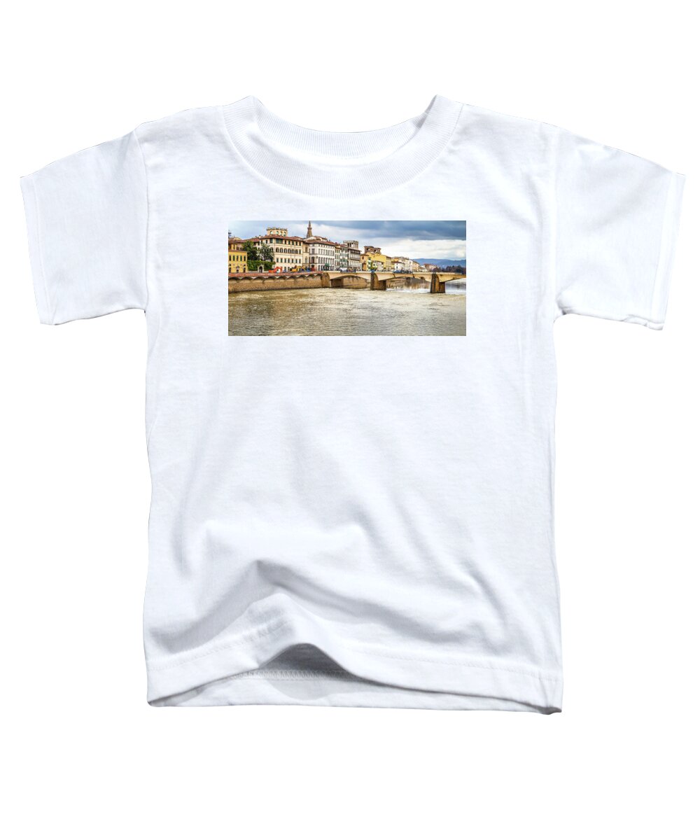 Arno Toddler T-Shirt featuring the photograph cityscape of Florence #4 by Vivida Photo PC